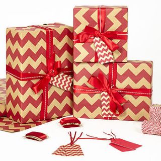 red chevron brown christmas wrapping paper by sophia victoria joy