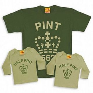 'pint' and 'half pint' trio set long sleeve by twisted twee