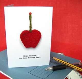 personalised apple for the teacher card by my baboo