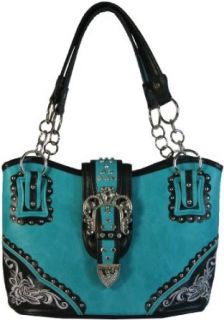 Texcyngoods Womens Concealed Carry Purse Western Style Bucket Handbag has Buckle (Turquoise) Clothing