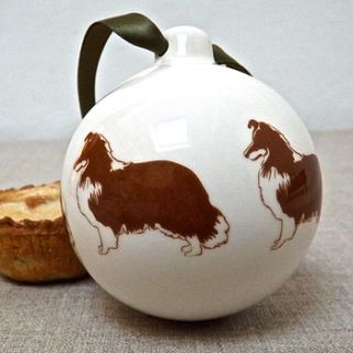 handmade collie christmas bauble by aiga & ginta