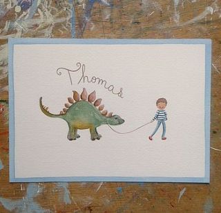 personalised boy and dinosaur name painting by love lucy illustration