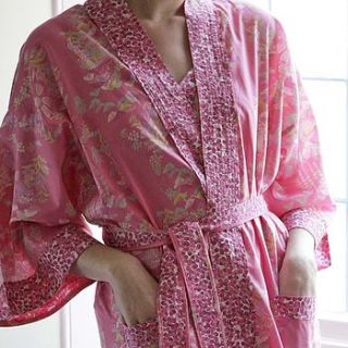 cotton wrap kimono in rosy watergarden by caro london