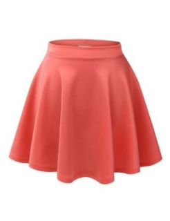 Made By Johnny Women's Basic Versatile Strechy Flared Skater Skirt Clothing