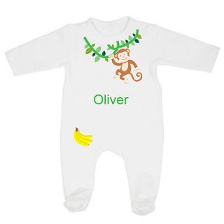 personalised monkey babygrow by little baby boutique