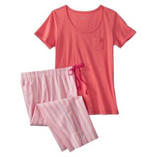 Gilligan & OMalley Womens Tee Shirt/Crop PJ Set   Fresh Melon Stripe L
