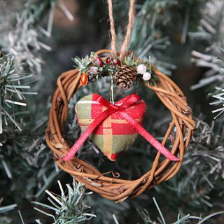 christmas tartan heart tree decoration by red berry apple