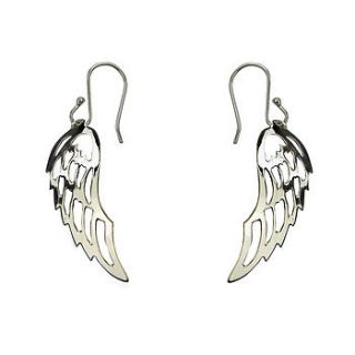 silver angel wing earrings by tales from the earth