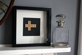 'love you' word tile art by vintage touch