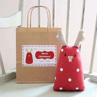 personalised reindeer toy by miss shelly designs