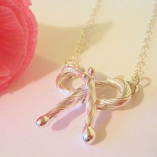 silver bow necklace by bijou gifts