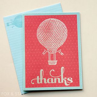 'hot air balloon' set of ten thank you cards by fox and star