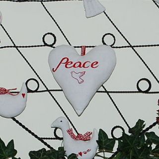 scandinavian embroidered peace heart by cambric and cream ltd