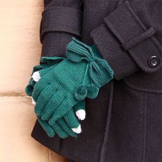 bow knitted touch screen gloves by lisa angel