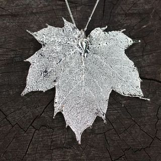 large silver dipped maple leaf necklace by nest