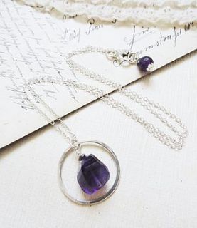 amethyst silver hoop necklace by joey rose