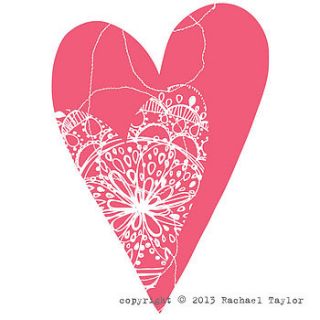 pink stitch bohemian heart decoration by rachael taylor