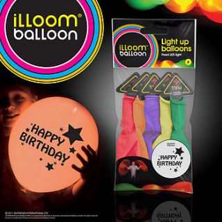 happy birthday mixed light up balloons   5pk by light a lantern