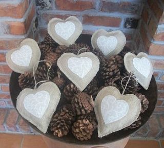 set of three rustic heart decorations by rustic country crafts