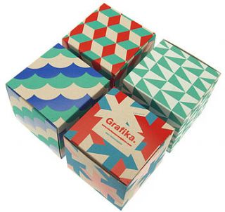 pack of four grafika gift boxes by nineteenseventythree