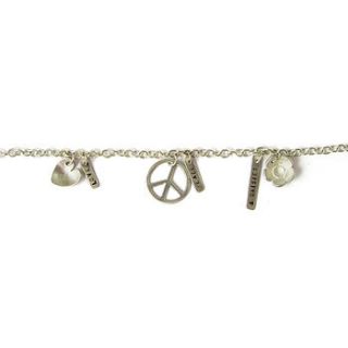 peace love and daisies silver charm bracelet by bug