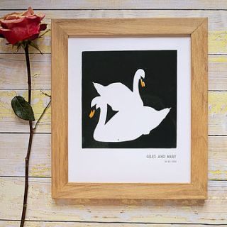 personalised love print 'swans' by claire close