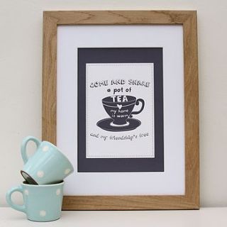 'come and share a pot of tea' graphic print by wink design