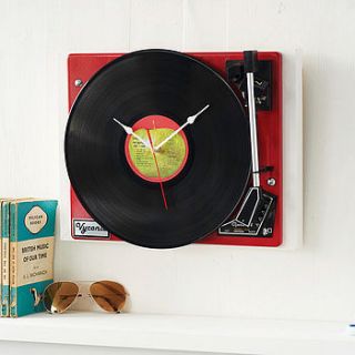 personalised vintage record player clock by vyconic