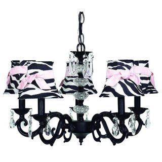 Glass Turret 5 Light Chandelier with Bell Shade / Sash
