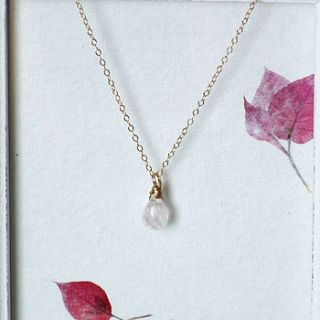 rose quartz teardrop necklace by aimee