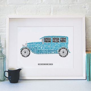 personalised vintage car print by lucy loves this