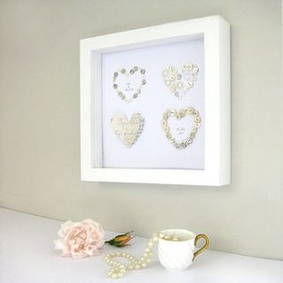 personalised four wedding hearts artwork by sweet dimple