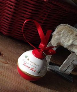 'favourite teacher' bell bauble by the hiding place