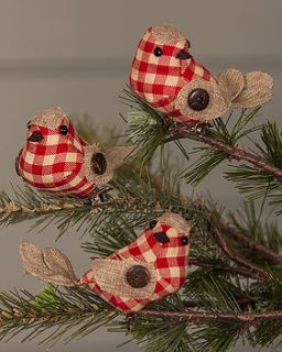 fabric gingham christmas robins by the contemporary home