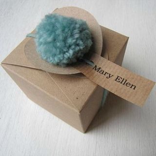 personalised pom pom wedding favours by paper beagle