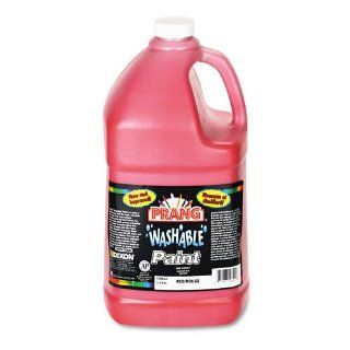 Prang Products   Prang   Washable Paint, Red, 1 gal   Sold As 1 Each   Paint gives good coverage and can be cleaned from skin and most clothing with soap and water.   Unbreakable 16 oz. bottle with dispenser cap.   Smooth texture.