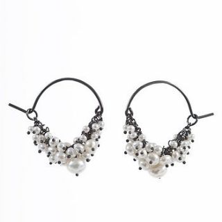 pearl cluster hoop earrings by kate wood jewellery