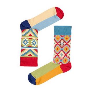 fun pair of odd socks 'the aztec' by odsx