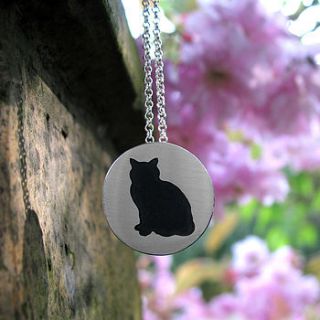 silver cat pendant by hannah louise lamb