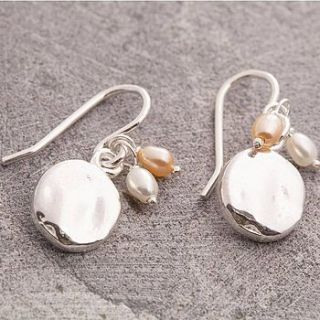 silver and pearl organic round earrings by otis jaxon silver and gold jewellery