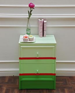 bedside table with padded drawers by revived furniture