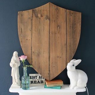 large upcycled wooden shield plaque by ruby rhino