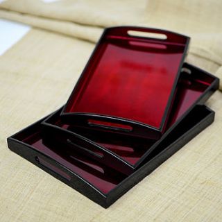 set of three lacquer trays by nom living