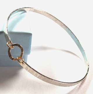 single hammered bangle with gold links by angie young designs