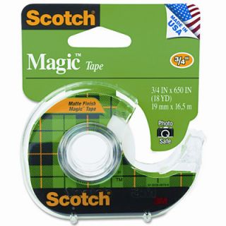 3M Magic Office Tape with Refillable Dispenser, 1/2 x 12 1/2 Yards