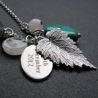 silver leaf charm necklace by gracie collins