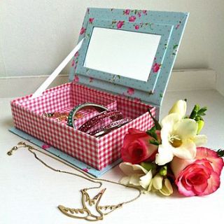 retro rose and gingham jewellery box by the little picture company