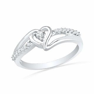 Sterling Silver Round Diamond Heart Promise Ring (1/10 cttw) Jewelry
