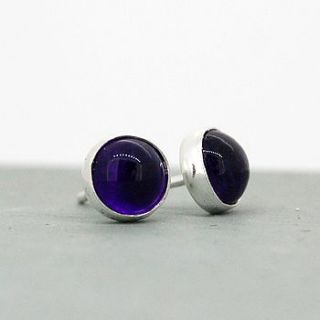 amethyst handmade studs by alison moore silver designs