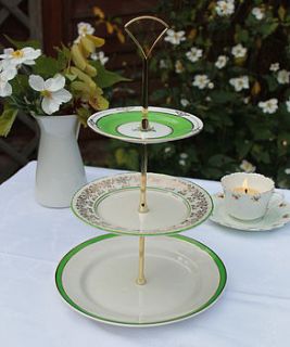 three tier vintage cake stand by teacup candles
